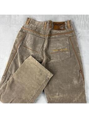 Vintage JOHNNY BLAZE Suede Carpenter Jeans Denim Lined Hippop Baggy Rap Y2K Rare